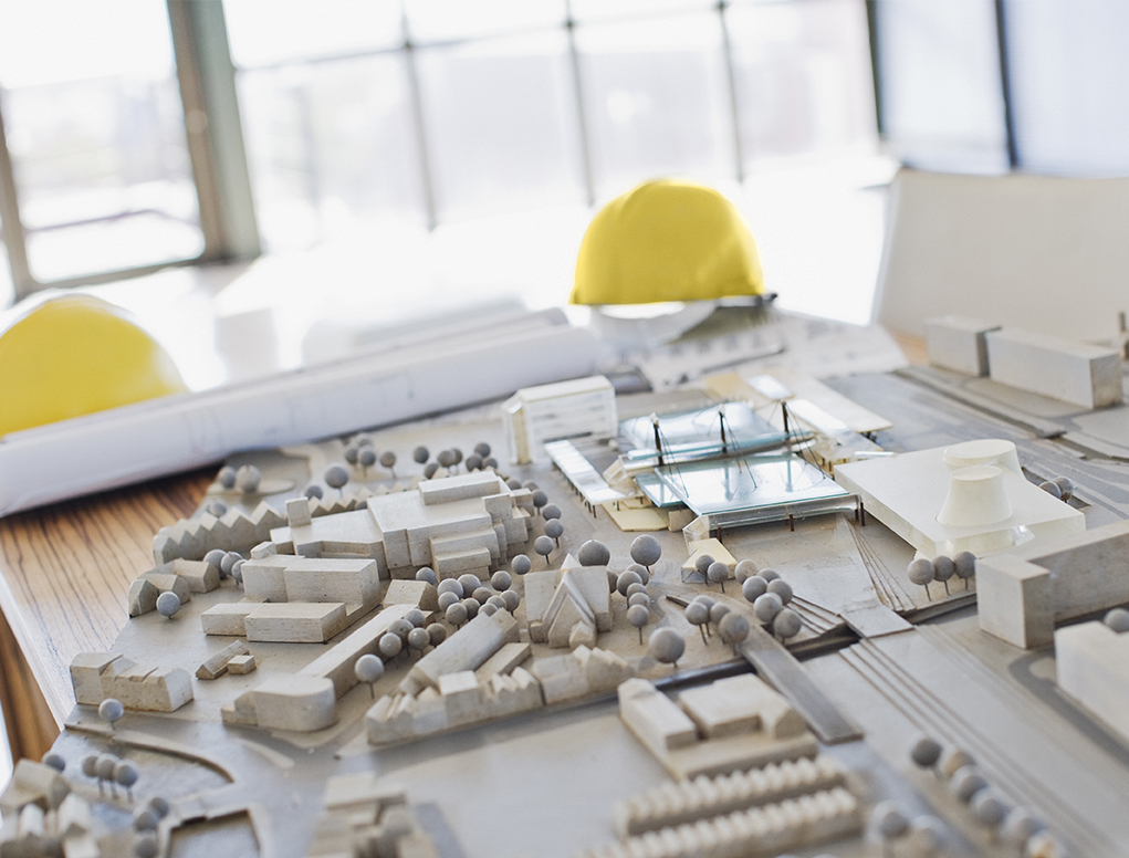 Maqueta de um projeto de engenharia e desenvolvimento urbano